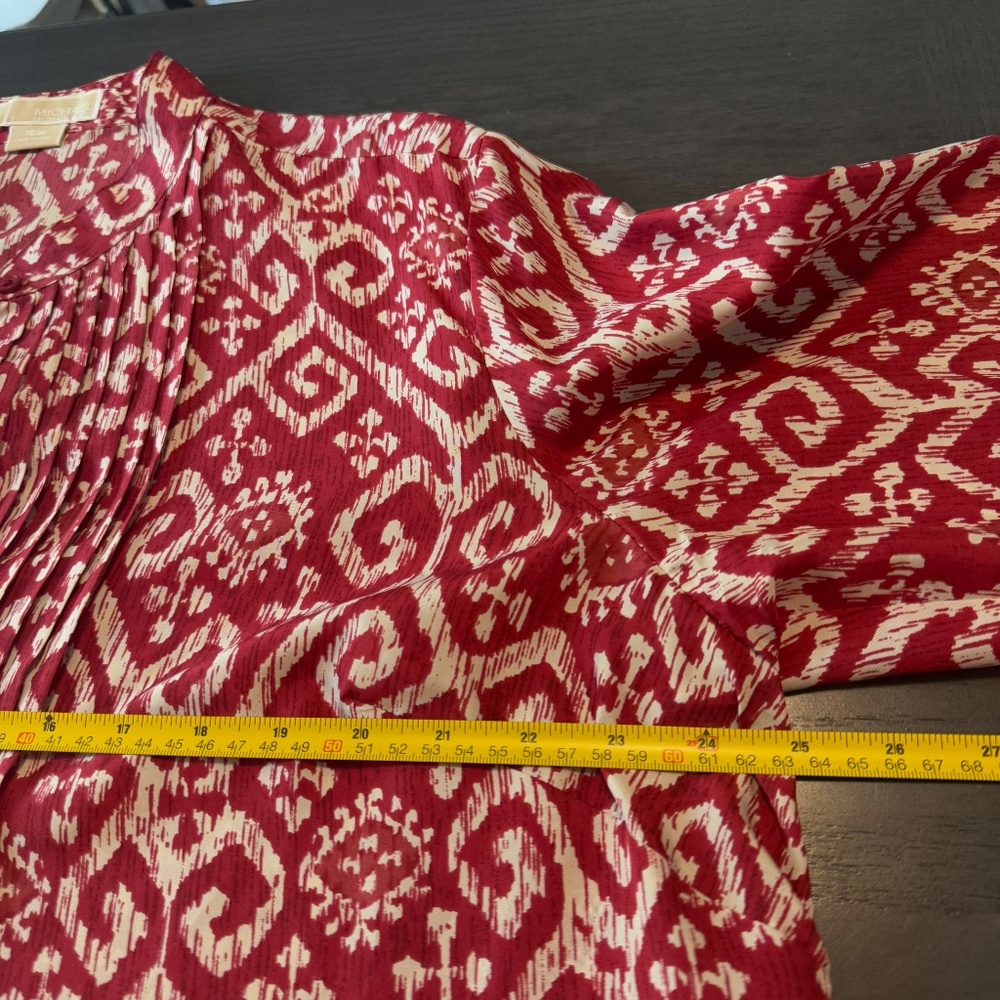 Michael Michael Kors Women’s Plus 100% Silk Long Sleeve Red Blouse Size 16 W - Picture 4 of 7
